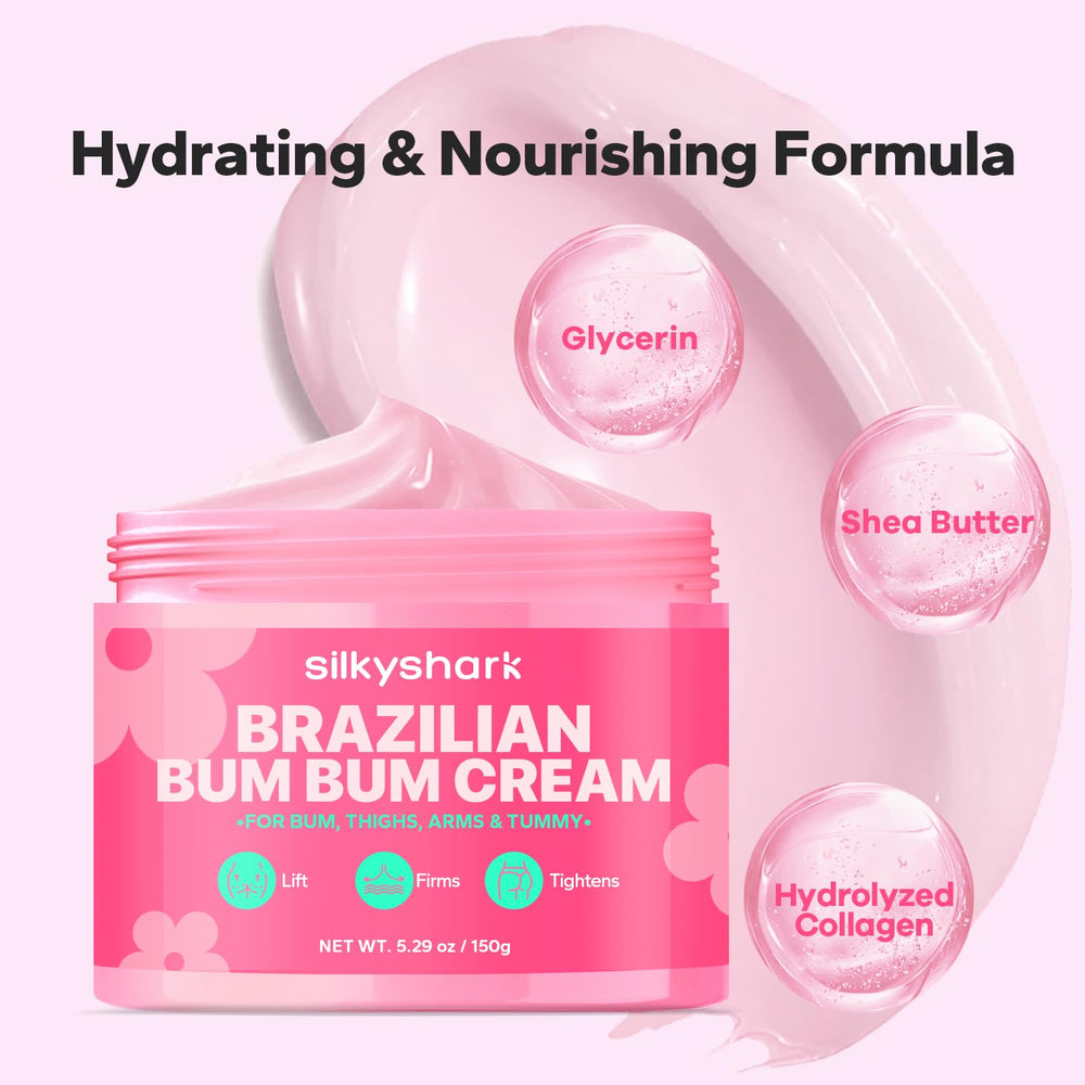SilkyShark Bum Bum Cream texture-glide shows a light, non-greasy feel.