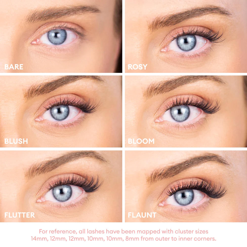 Silly George clear-band lashes on lash line for comfortable wear.