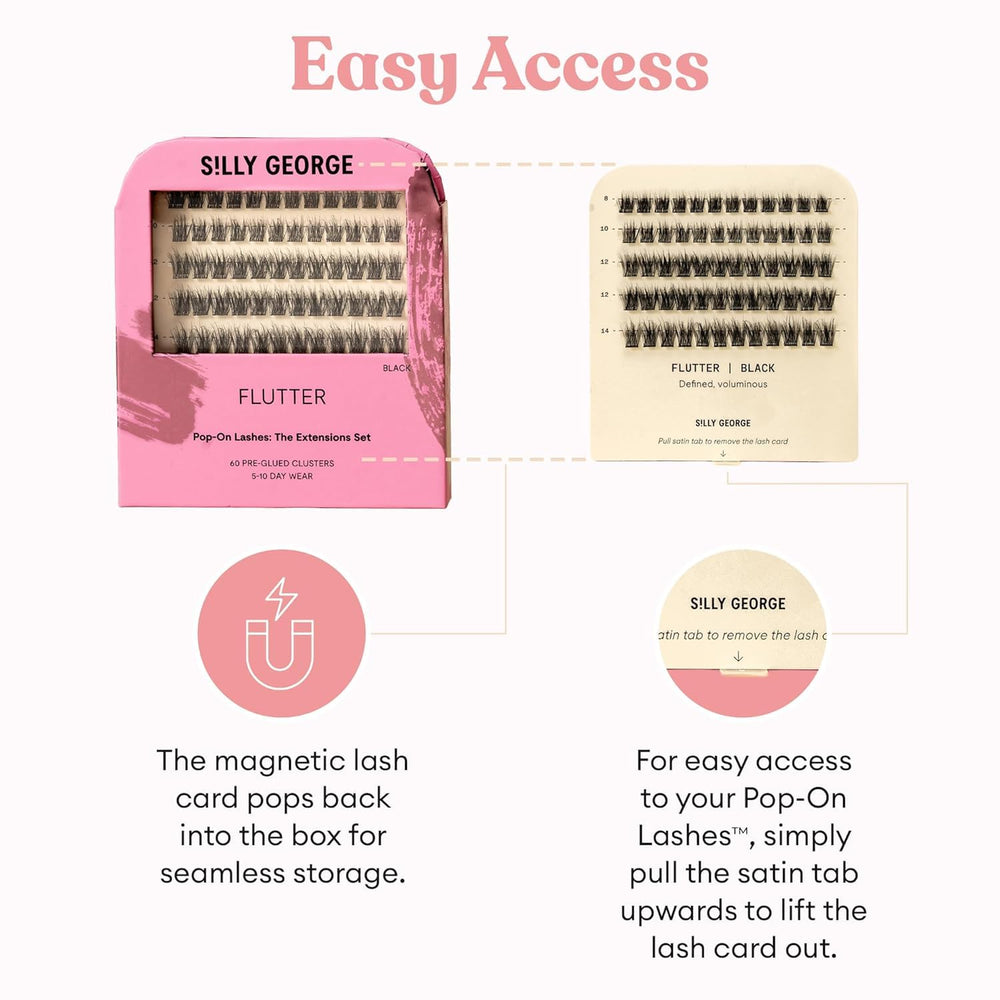 Silly George quick DIY lashes demonstrate fast, transformation-ready look.