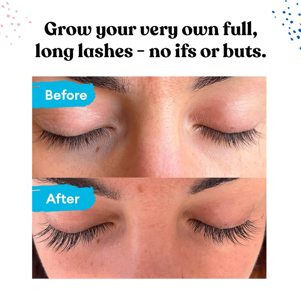 Close-up of the applicator brush applying serum to lashes for precise, comfortable daily care.