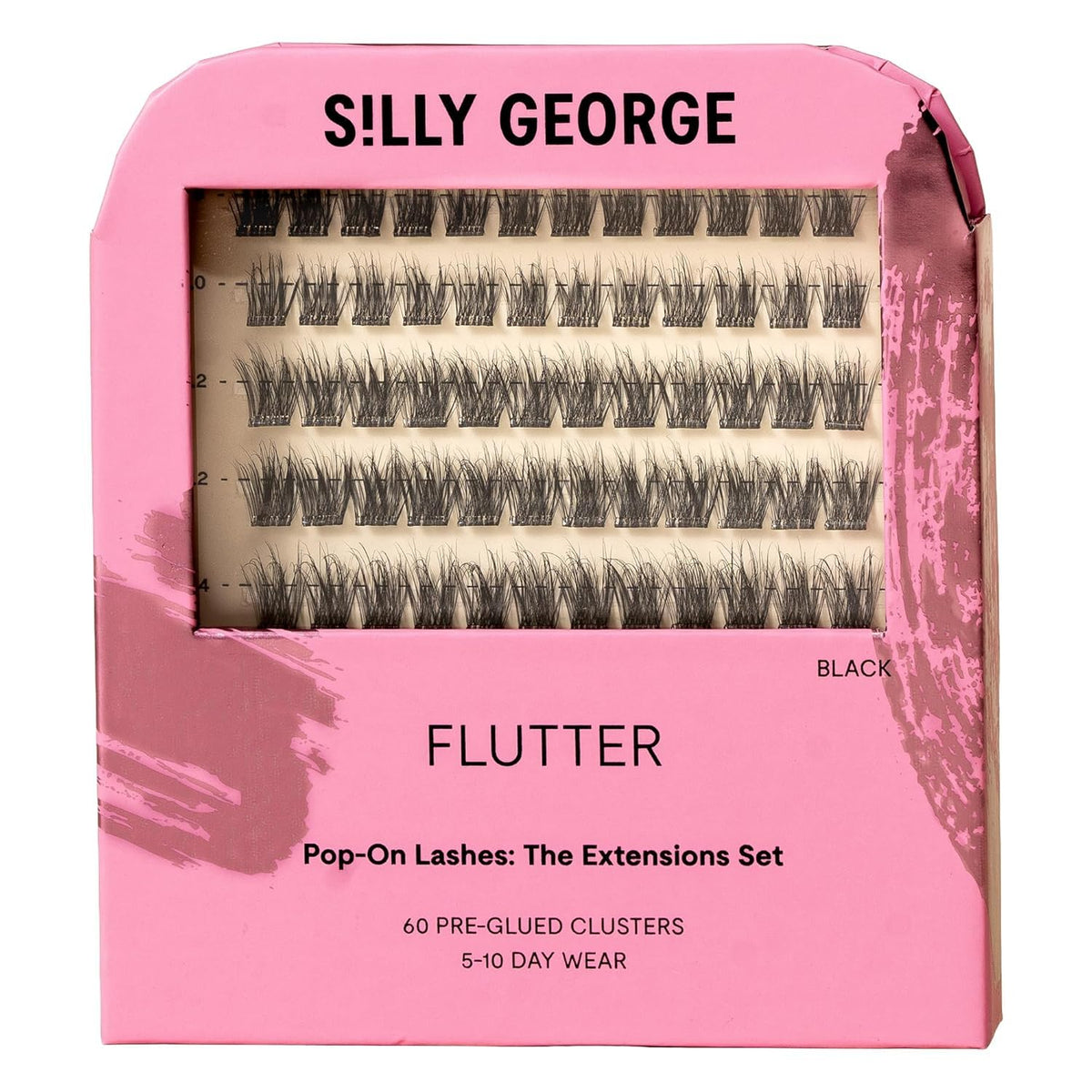 Silly George Pop-On clusters close-up reveal natural, feather-light lashes.