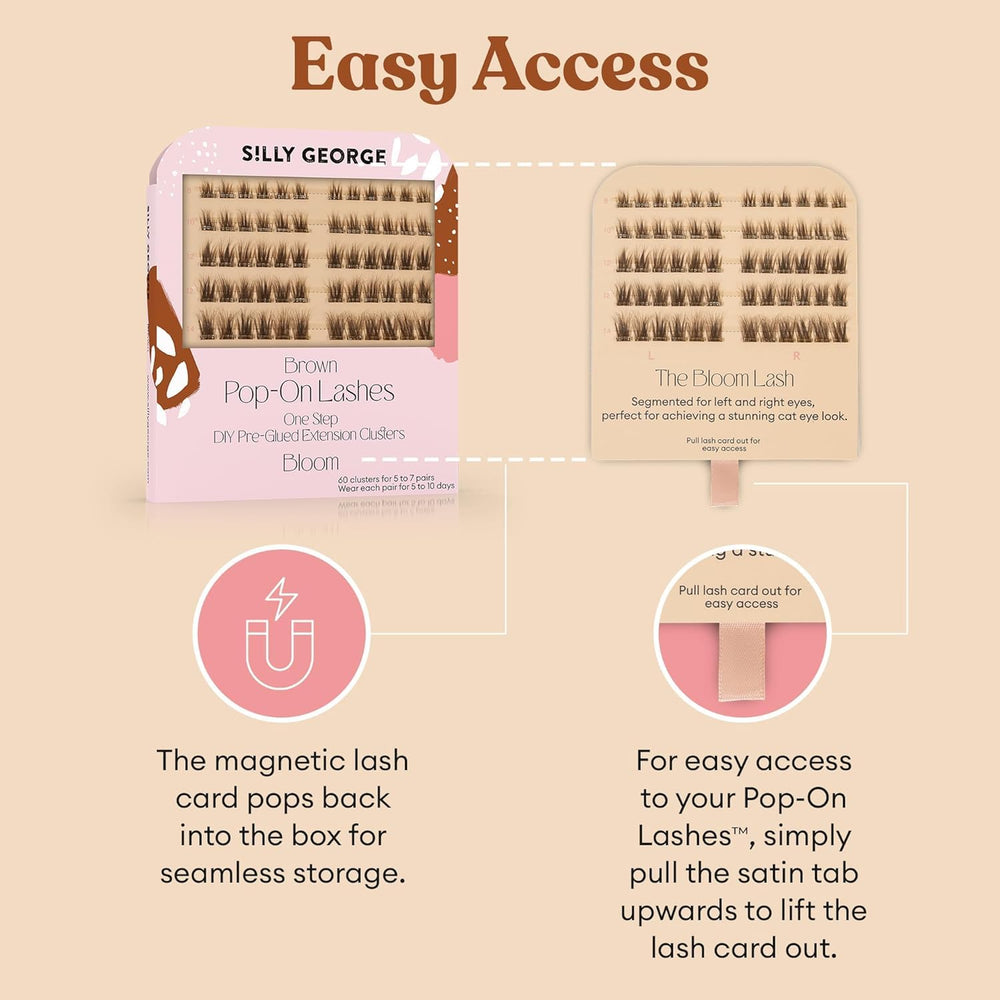 Silly George Pop-On Lashes Bloom option for customizable looks and lengths.