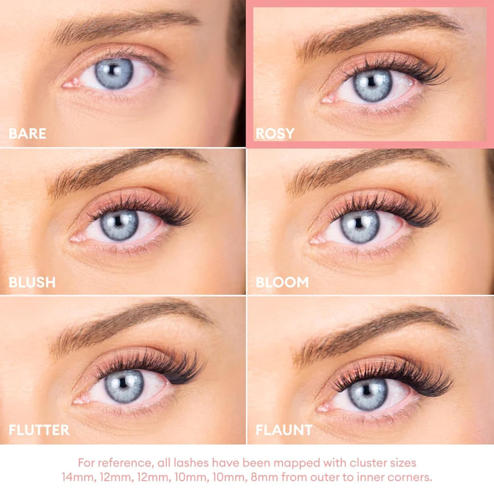 Silly George Pop-On Lashes Bloom packaging shows 60 clusters for extended wear.