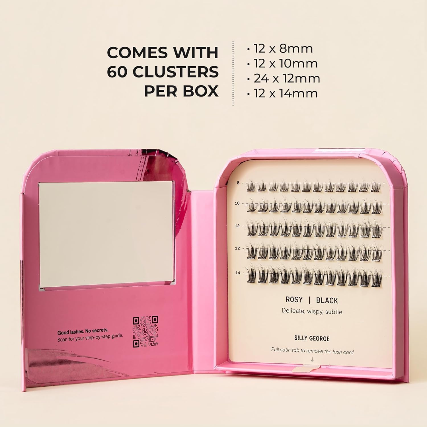 Silly George Pop-On invisible adhesion emphasizes gentle attachment beneath natural lashes.