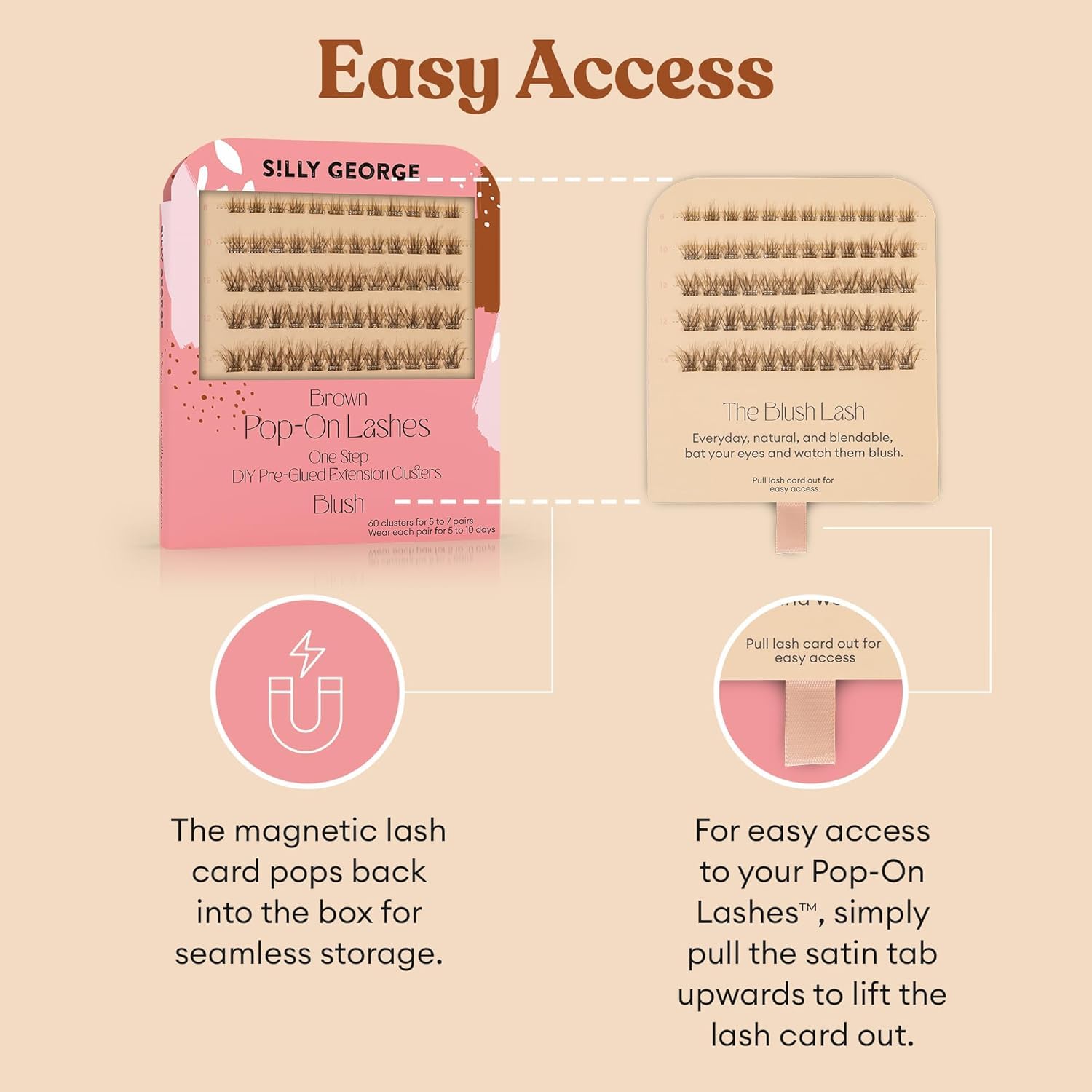 Long natural-look Silly George Pop-On lashes for everyday use