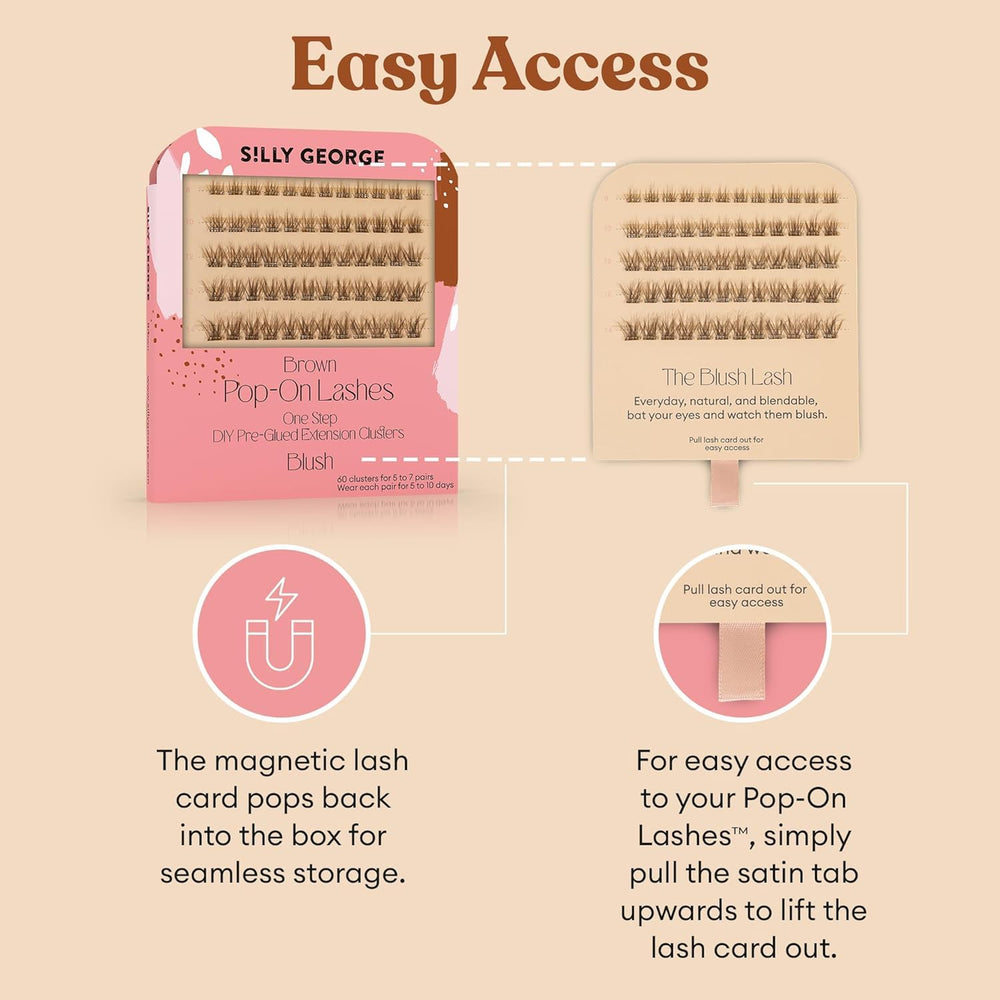 Long natural-look Silly George Pop-On lashes for everyday use