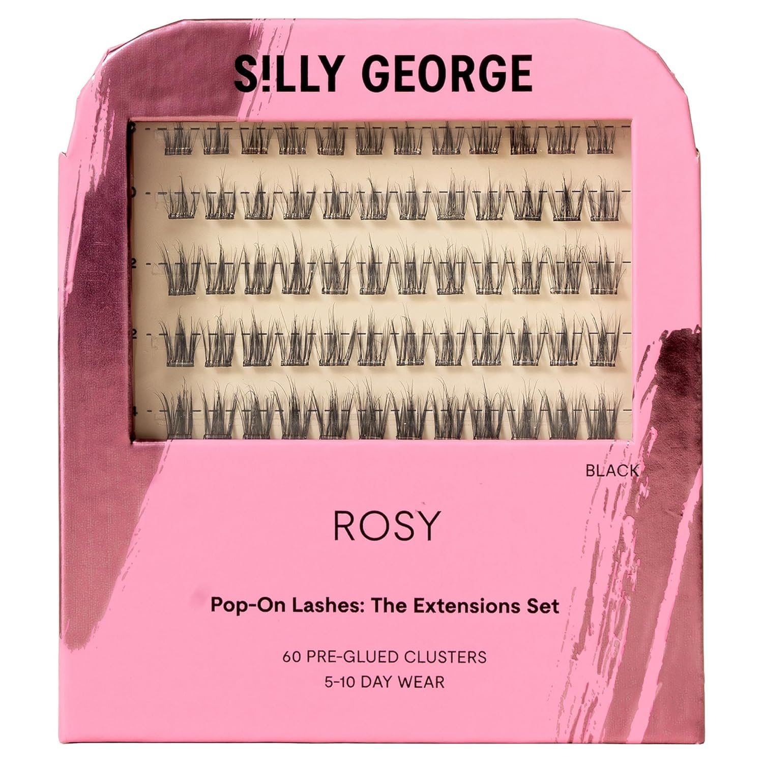 Silly George Pop-On lashes pack of 60 clusters for quick, natural-looking volume.