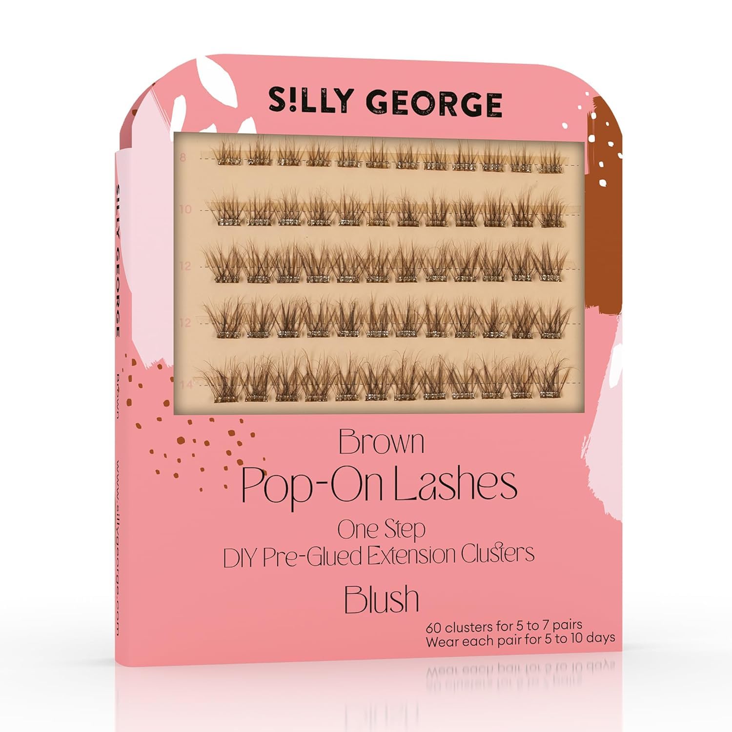 Silly George Pop-On lashes packaging showing 60 pre-glued clusters for easy wear