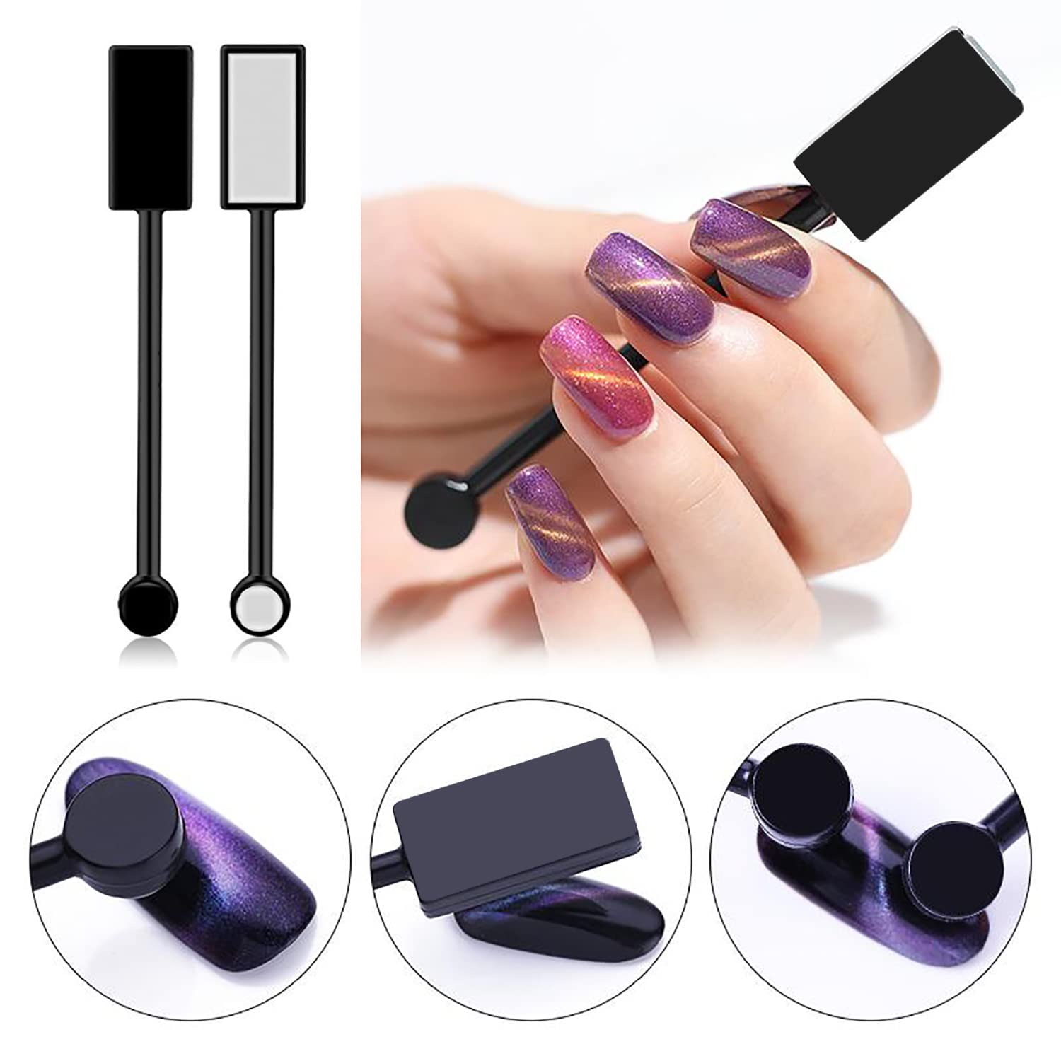 SILPECWEE magnetic nail sticks demonstrate shimmering cat eye effects.