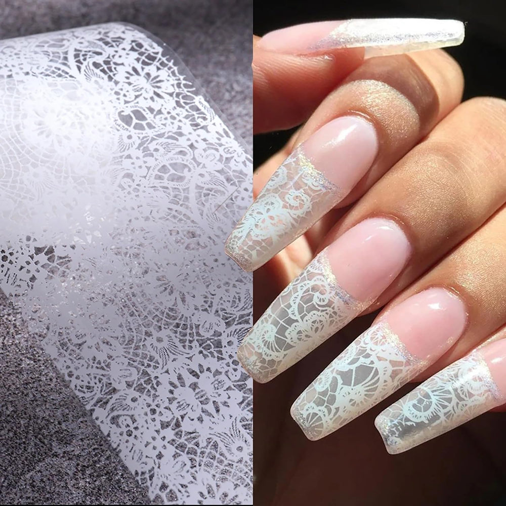 SILPECWEE lace nail foil in black adds bold contrast to any design.