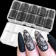 SILPECWEE lace nail foil in white for an elegant DIY manicure.