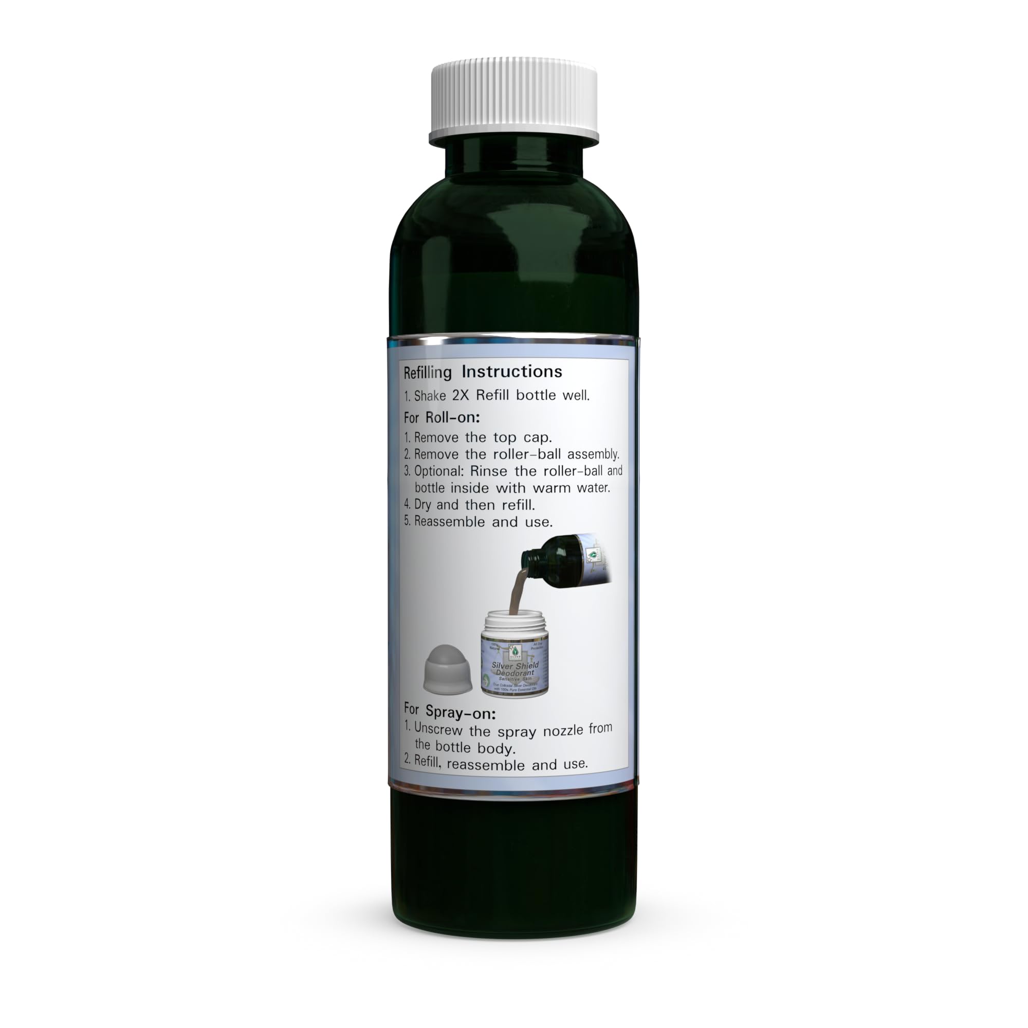 Silver Botanicals Silver Shield roll-on bottle with floral scent for all-day freshness.