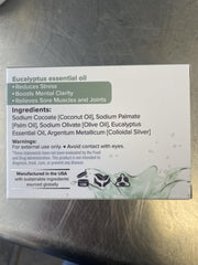 Silver Miracles eucalyptus-scented soap lather, natural ingredients for skin-friendly cleansing
