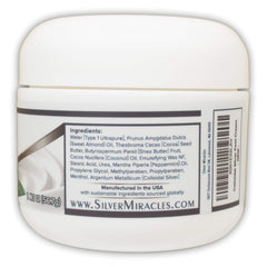 Silver Miracles peppermint foot cream close-up highlighting non-greasy, quick-absorbing formula