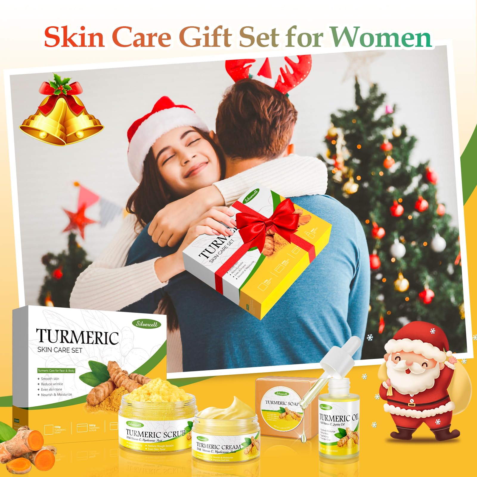 Silvercell turmeric-face application demonstrating daily care routine.