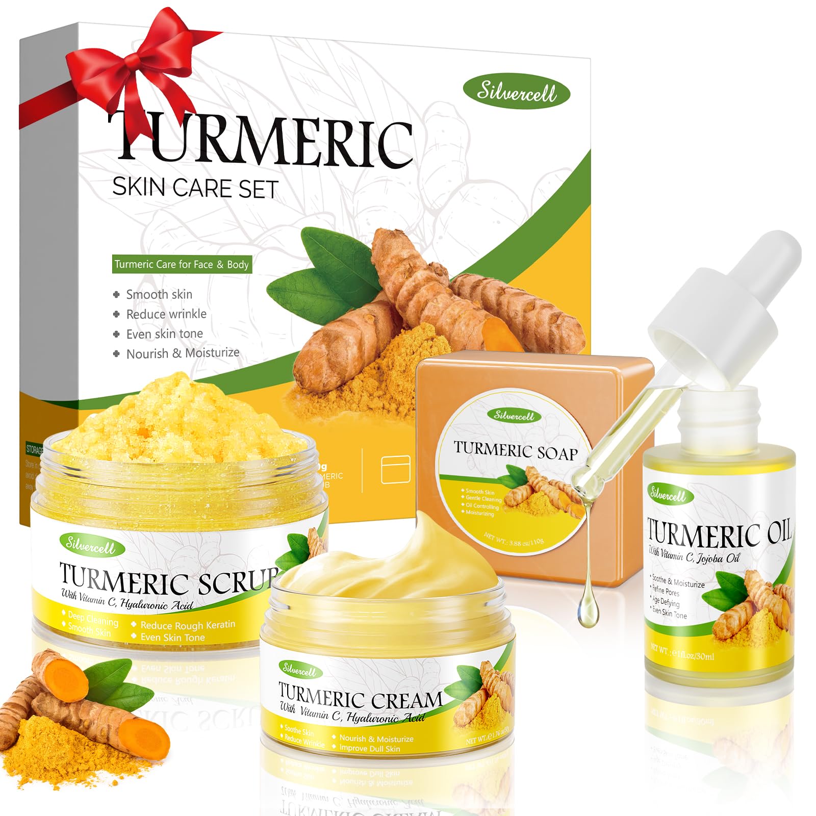 Silvercell turmeric soap bar for cleansing and brightening skin.