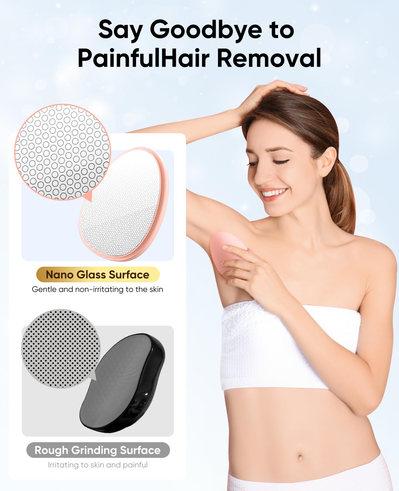SILVLF Crystal Hair Eraser in circular motion for painless removal.