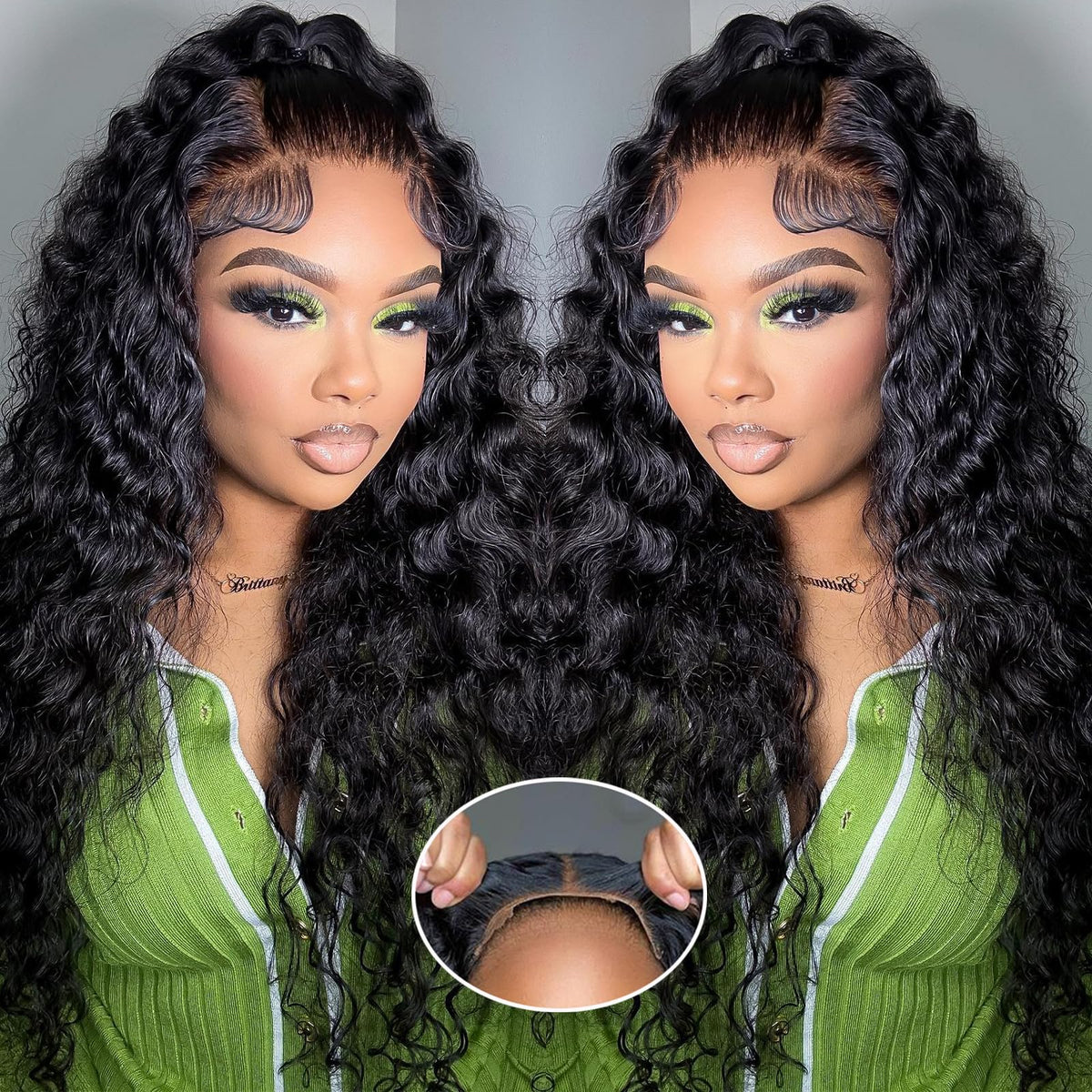 Simeider water wave 24inch lace front wig shown for daily wear with natural movement.