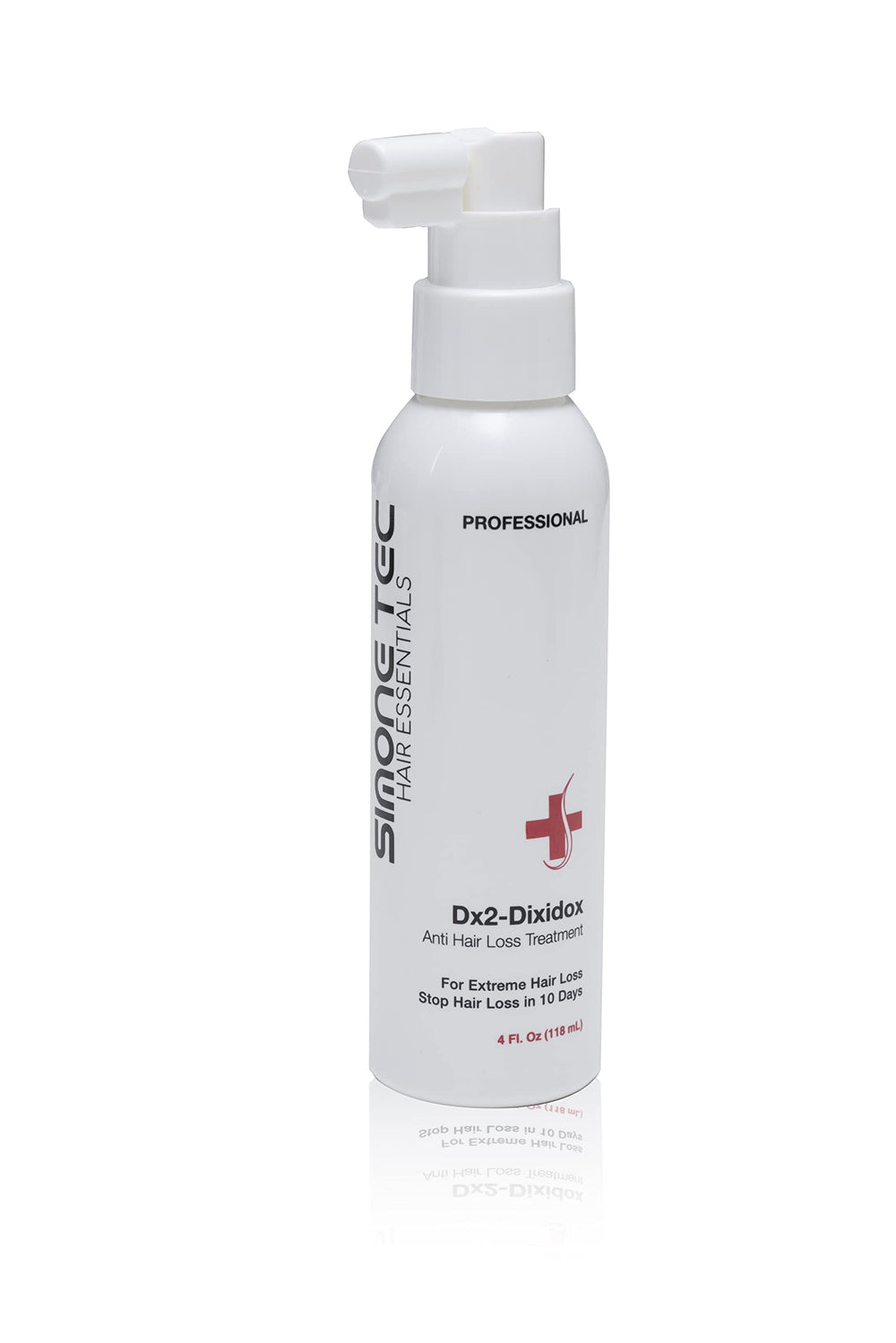 Simone Tec Dx2-Dixidox bottle close-up for easy daily scalp treatment.