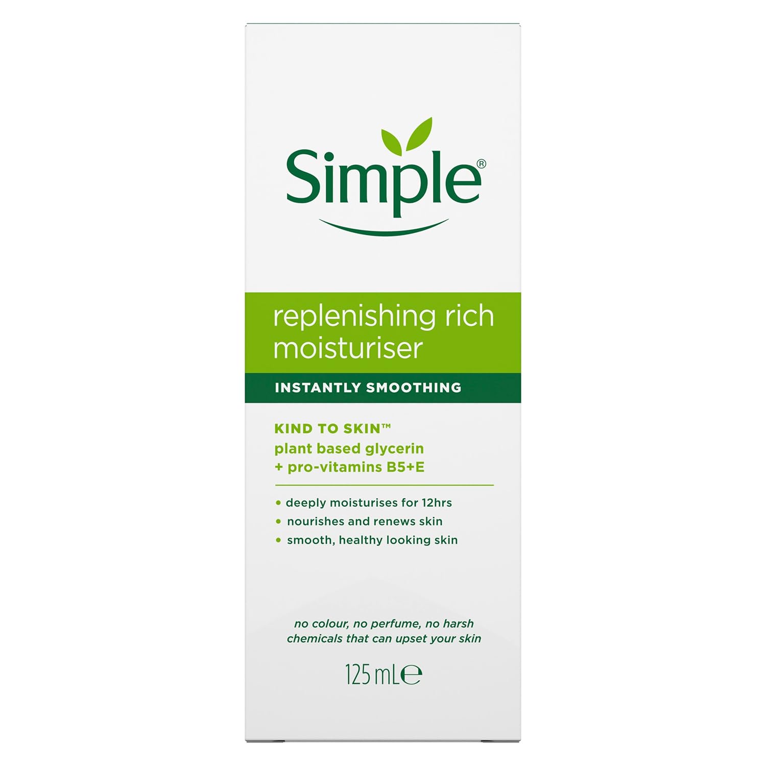 Simple Kind to Skin Replenishing Rich Moisturiser bottle pump for easy daily use
