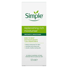 Simple Kind to Skin Replenishing Rich Moisturiser bottle pump for easy daily use