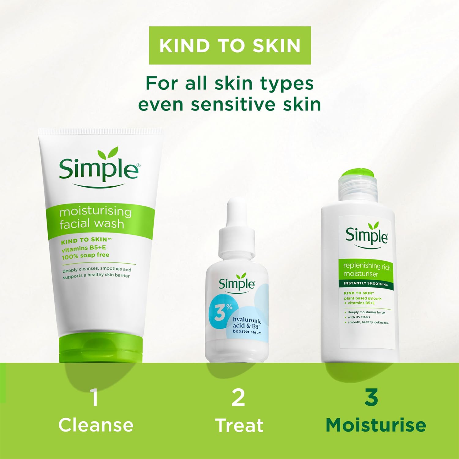 Pro-Vitamin B5 and Bisabolol ingredients highlighted in Simple moisturiser