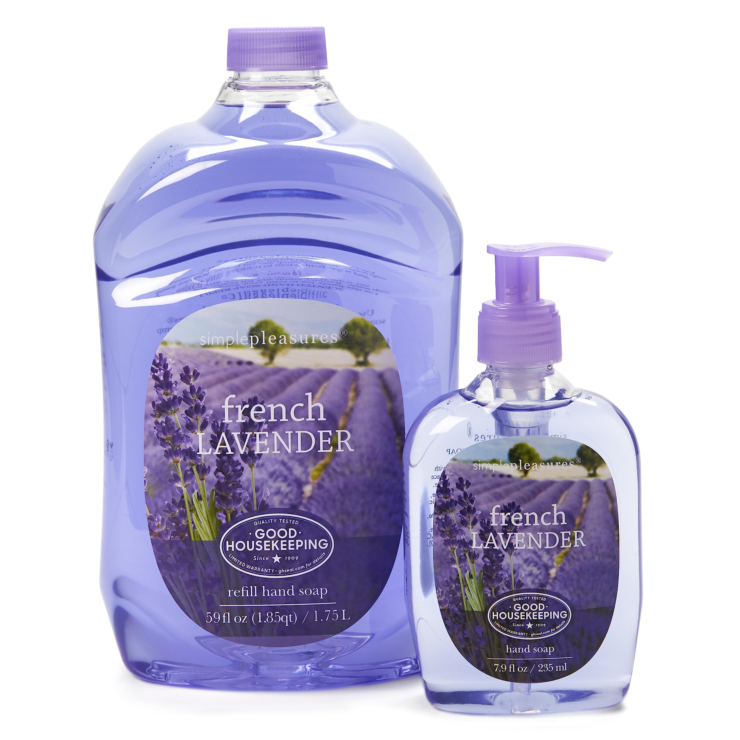 SIMPLE PLEASURES lavender hand soap bottle for refreshing cleansing with light fragrance
