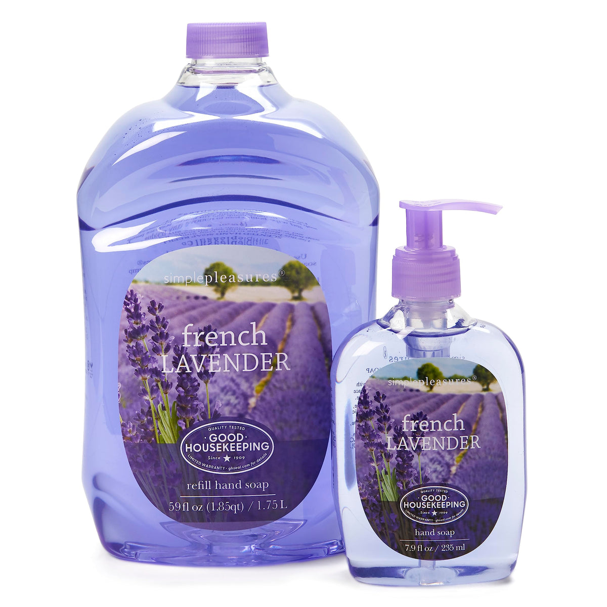 SIMPLE PLEASURES lavender hand soap bottle for refreshing cleansing with light fragrance