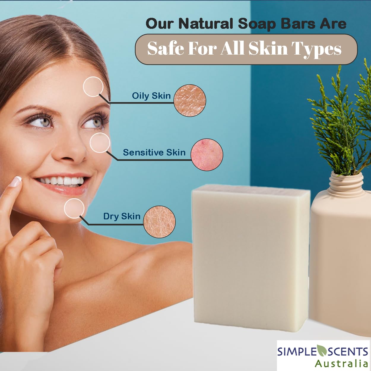 Simple Scents Australia goat milk soap bars gift-ready packaging.