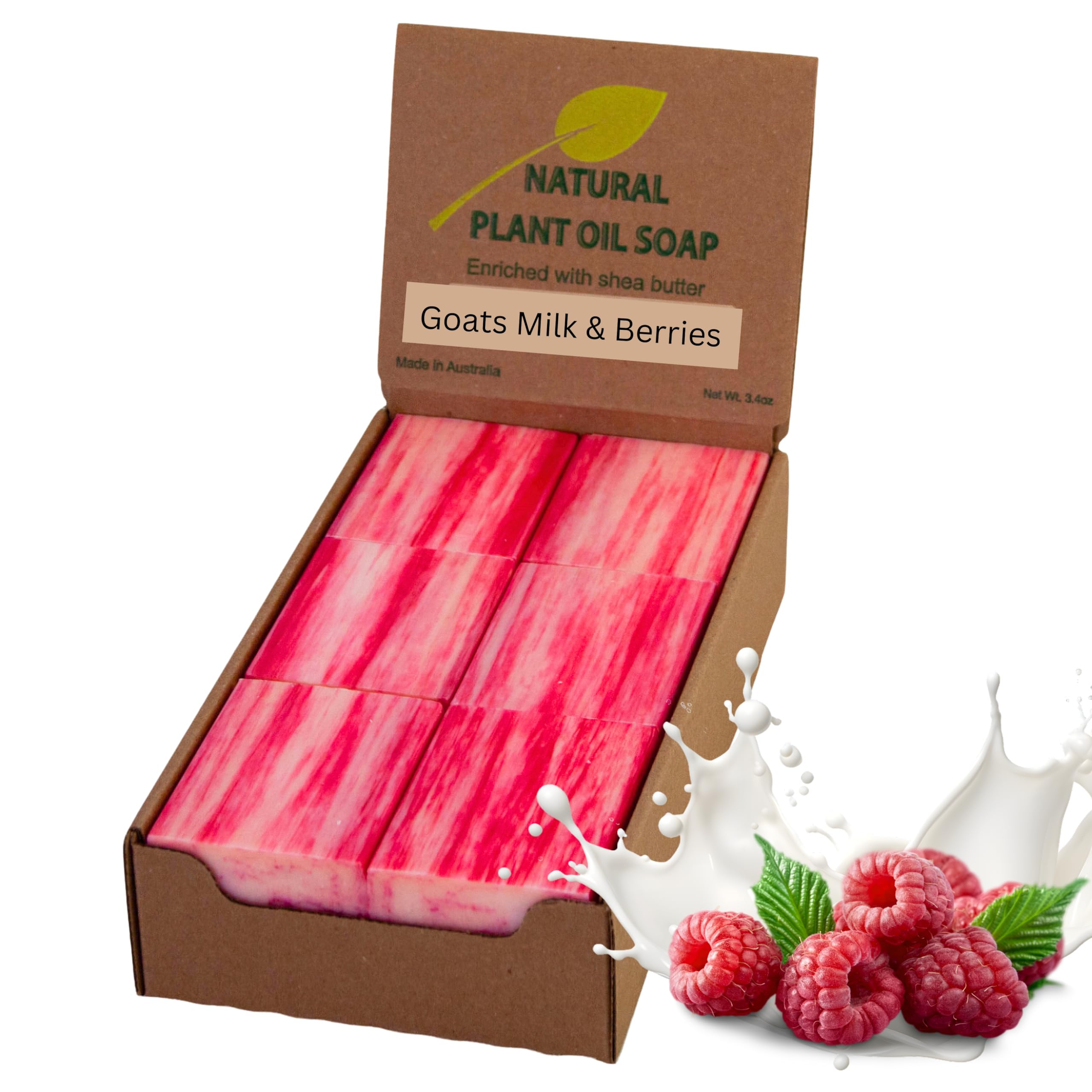 Simple Scents Australia Goats Milk and Berries soap bar close-up with creamy lather.