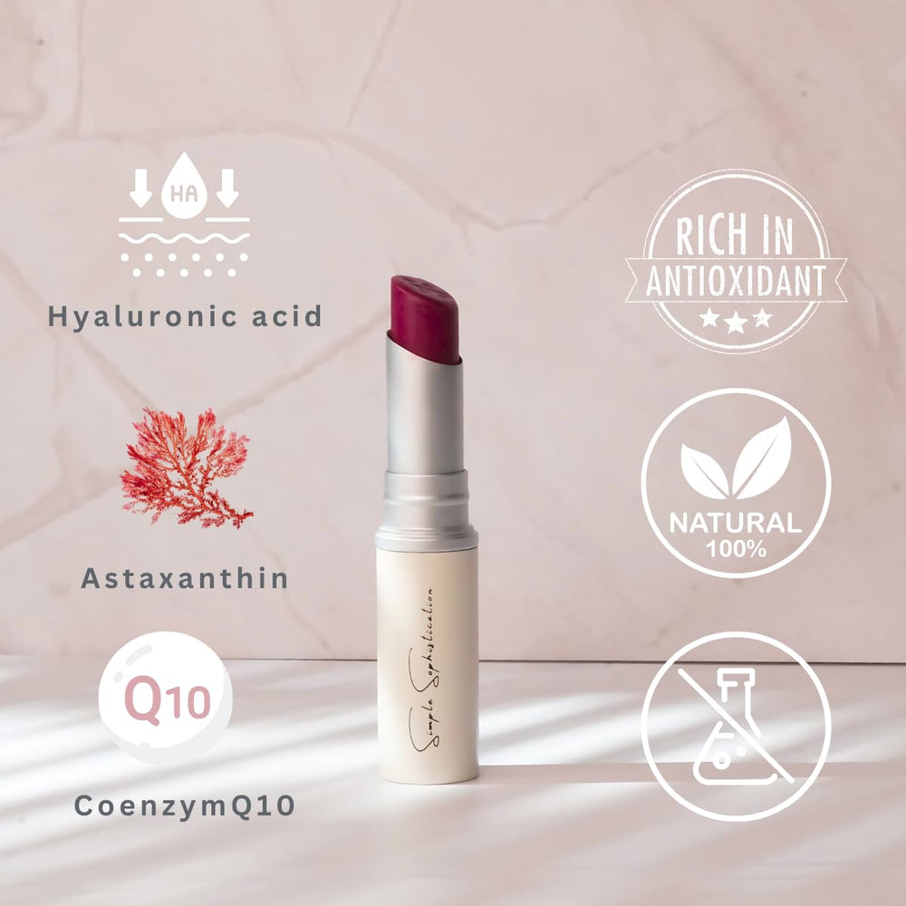 Astaxanthin and CoQ10 antioxidants in Simple Sophistication lip balm