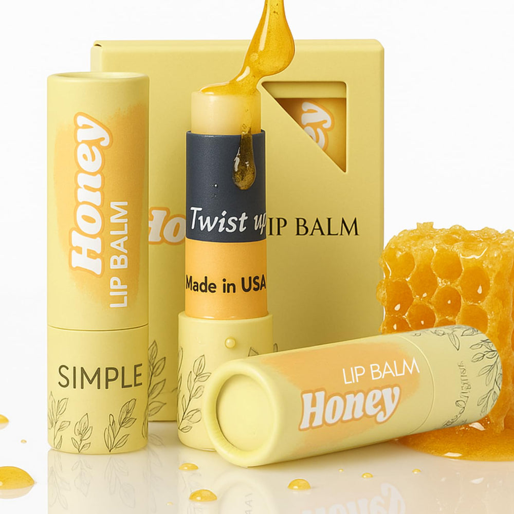 Simple Sophistication Natural Honey Lip Balm jar close-up showing rich hydration