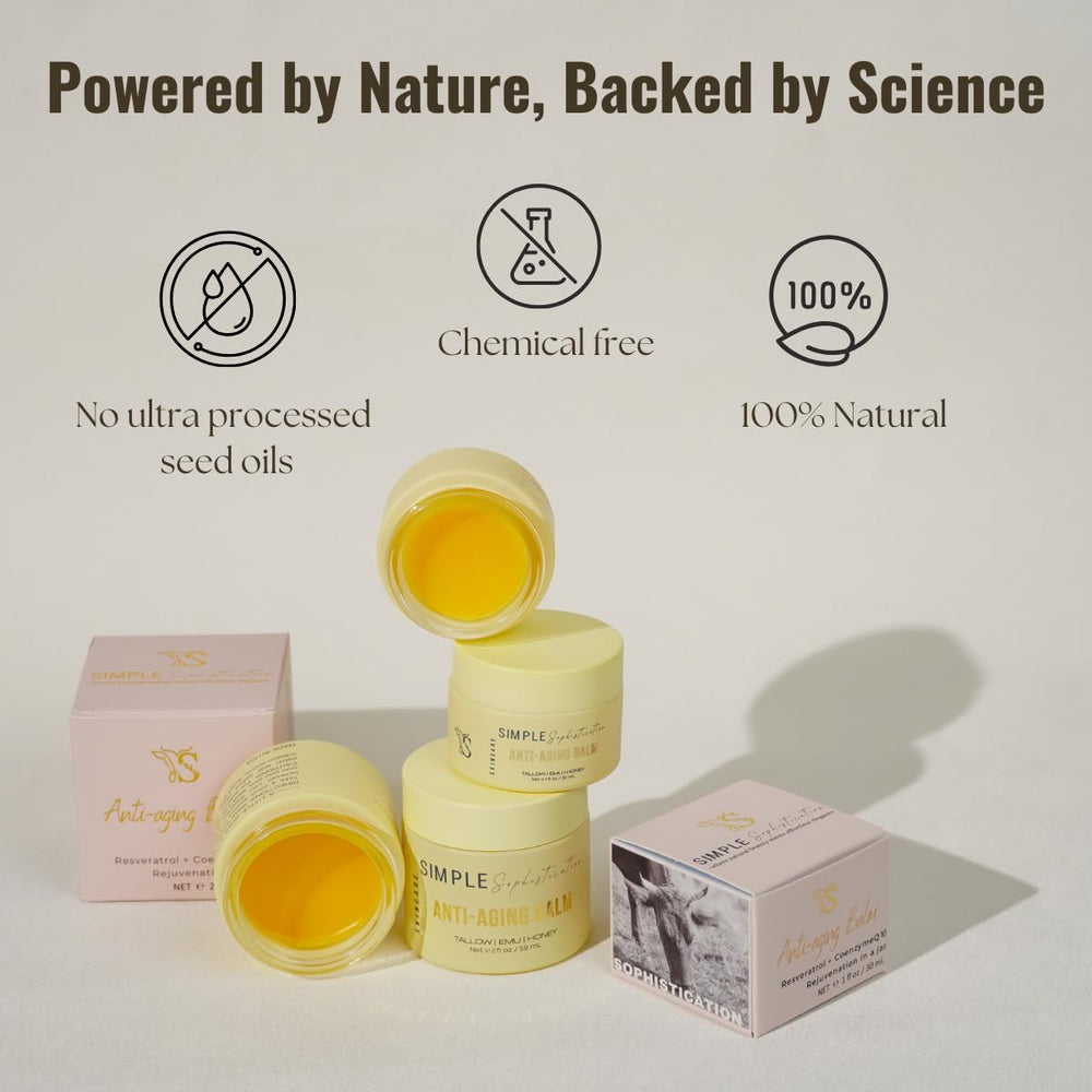 Simple Sophistication Tallow Emu Honey Balm hand application for dry skin care