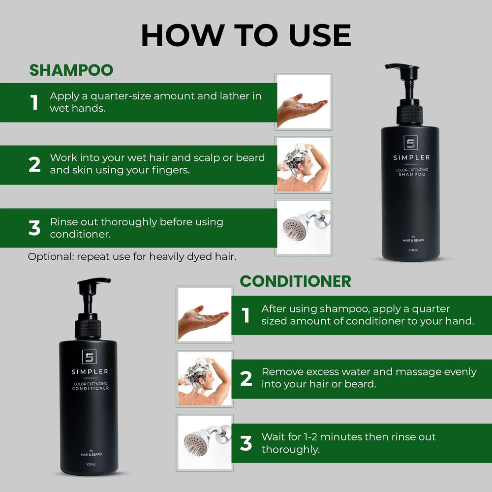Simpler Hair Color pack shot featuring shampoo and conditioner duo.