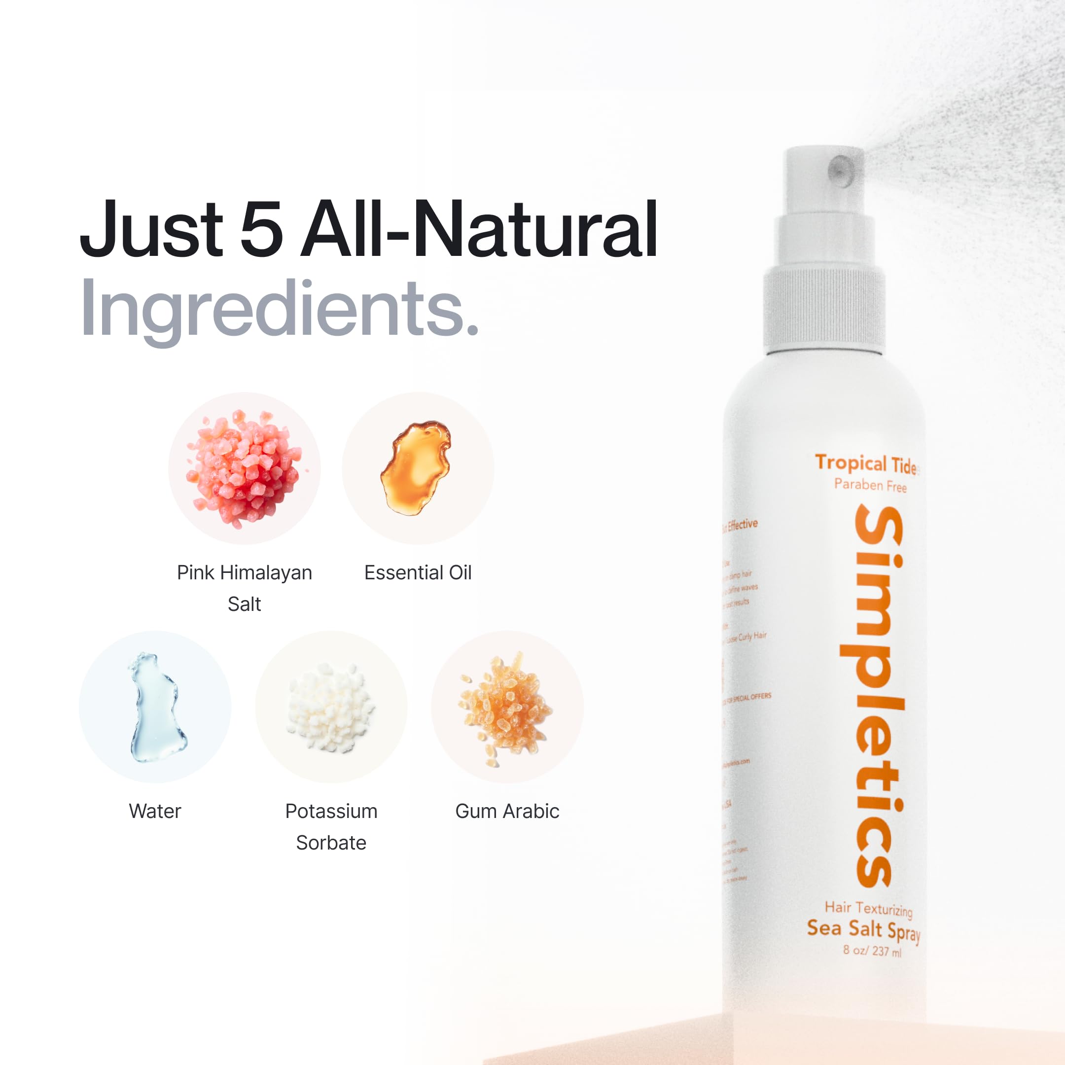 Simpletics 8oz bottle shown for travel friendly daily use