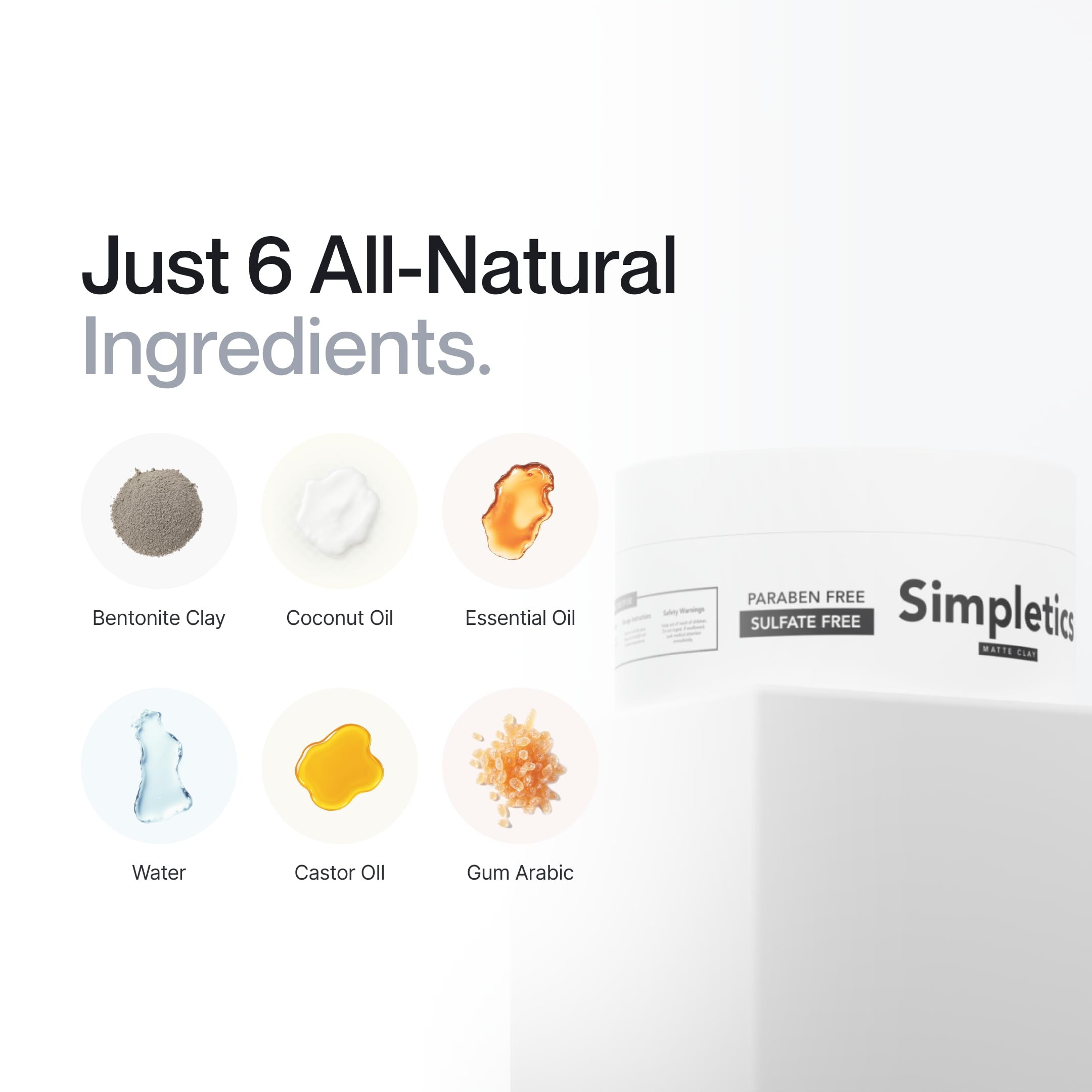 Simpletics Hair Clay Matte Finish ideal for natural, non-glossy looks.