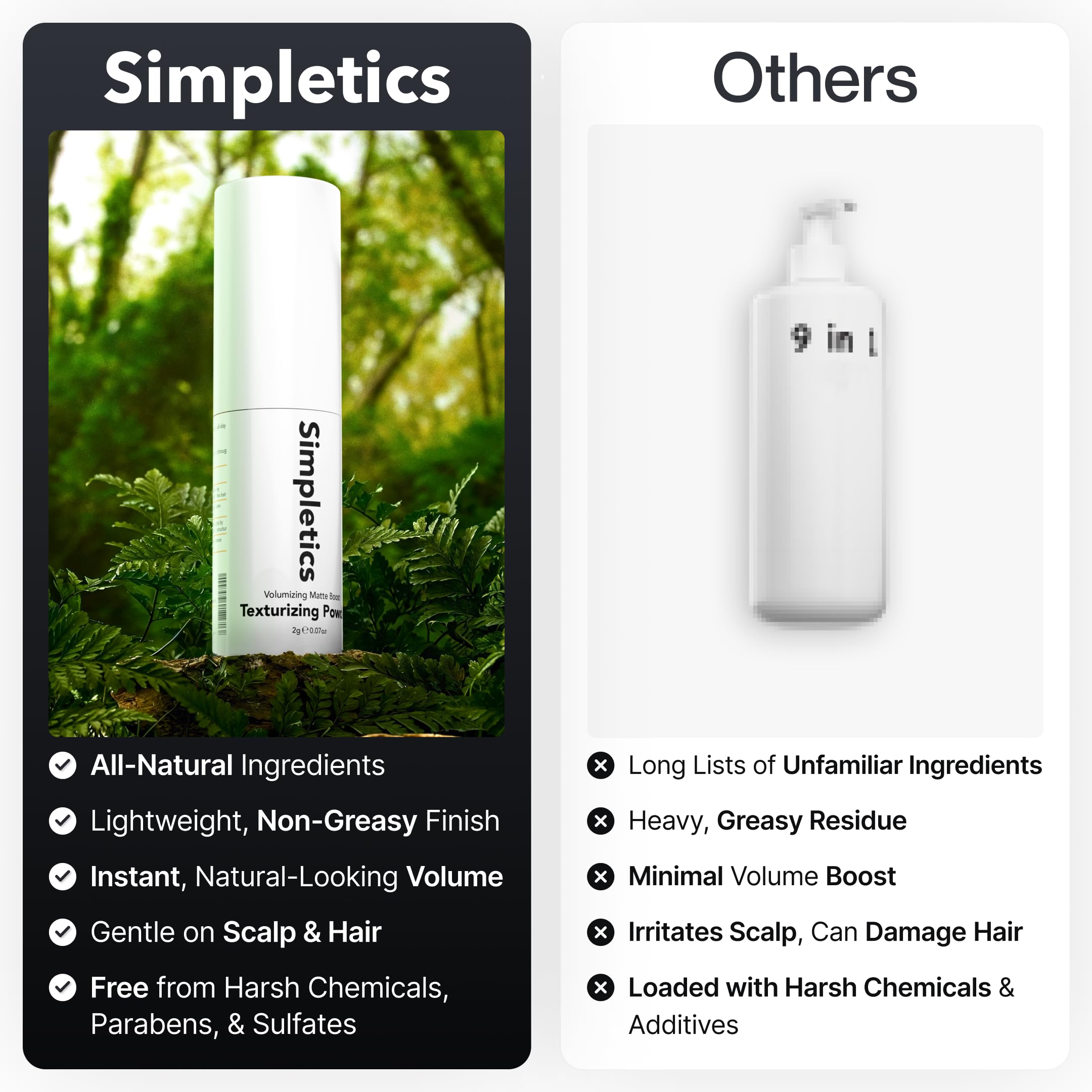 Simpletics travel-friendly packaging for on-the-go styling.