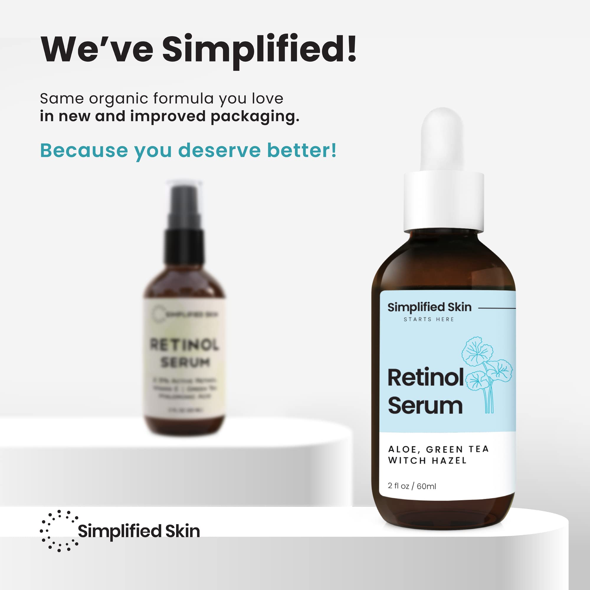 Simplified Skin application on cheek suggests day and night use.