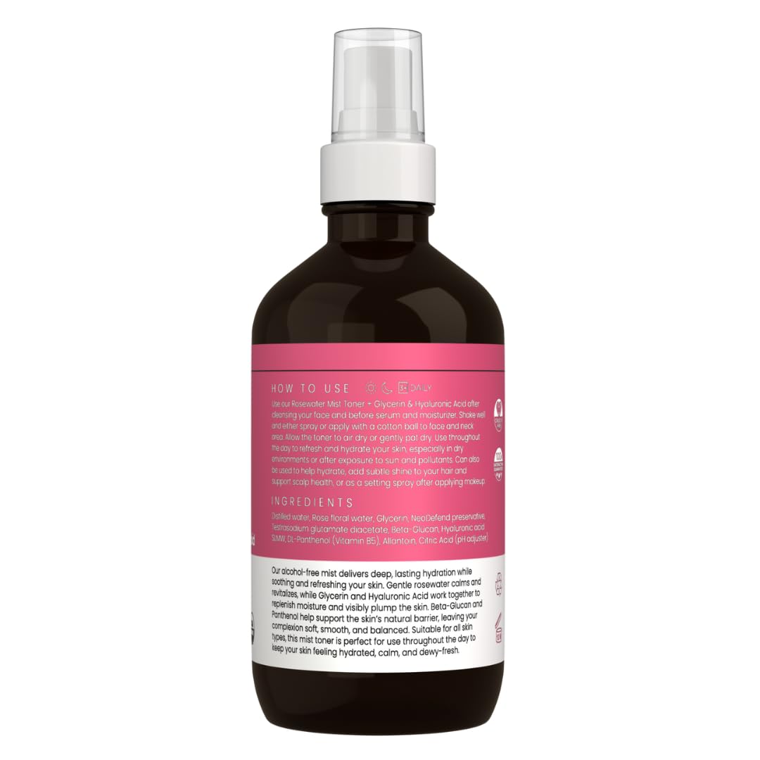 Glycerin rosewater spray from Simplified Skin retains surface moisture.