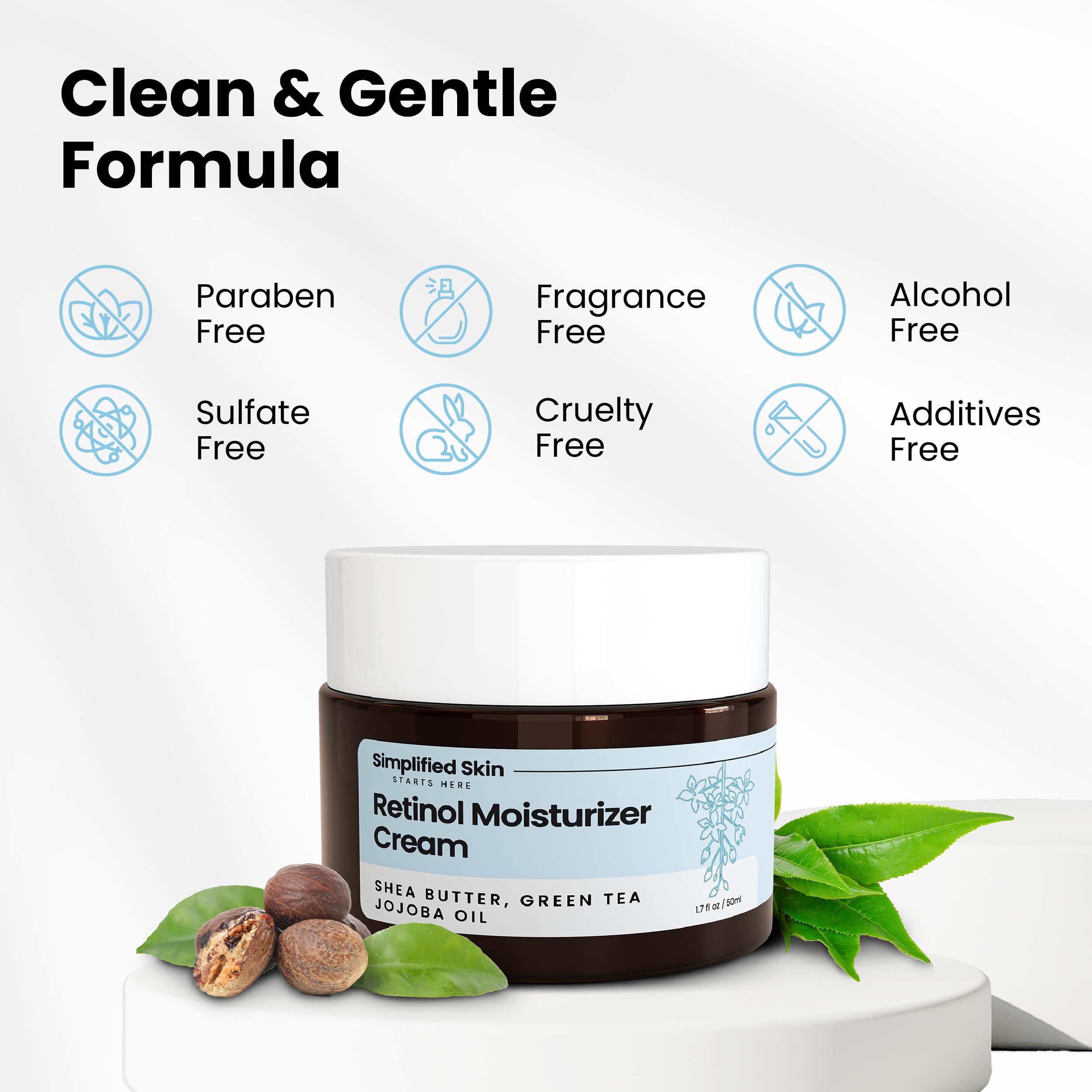 Simplified Skin Hyaluronic Acid glow visible on skin.