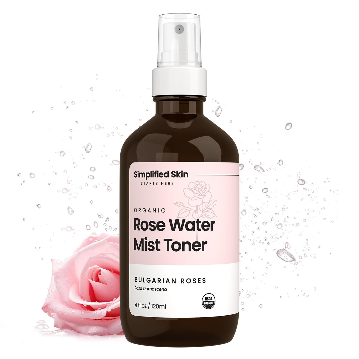 Simplified Skin Rosewater Spray bottle for refreshing skin and hair