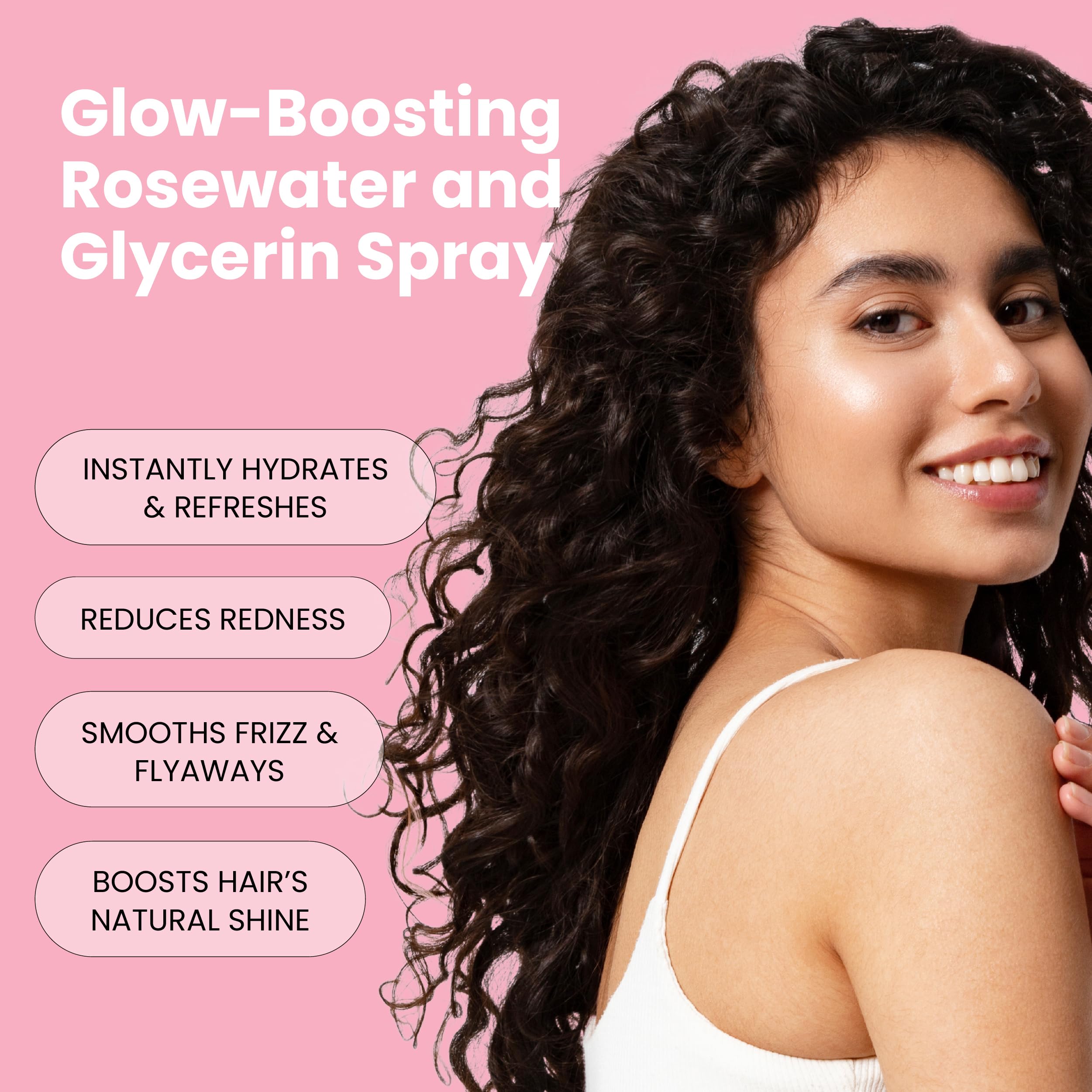 Hair-use rosewater spray by Simplified Skin to hydrate hair.
