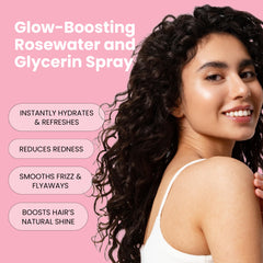 Hair-use rosewater spray by Simplified Skin to hydrate hair.