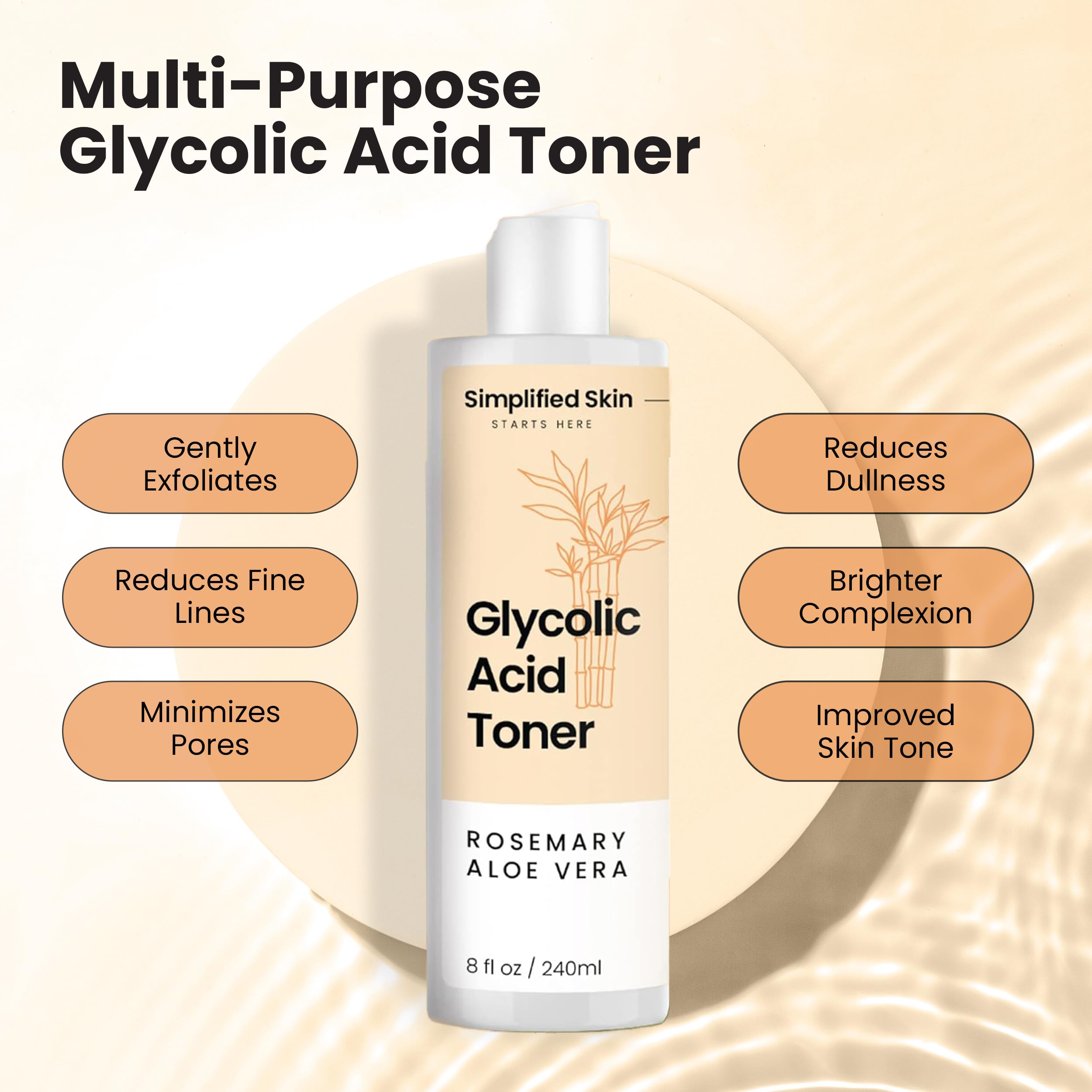 Glycolic toner applied to a cotton pad as part of cleansing and balancing.