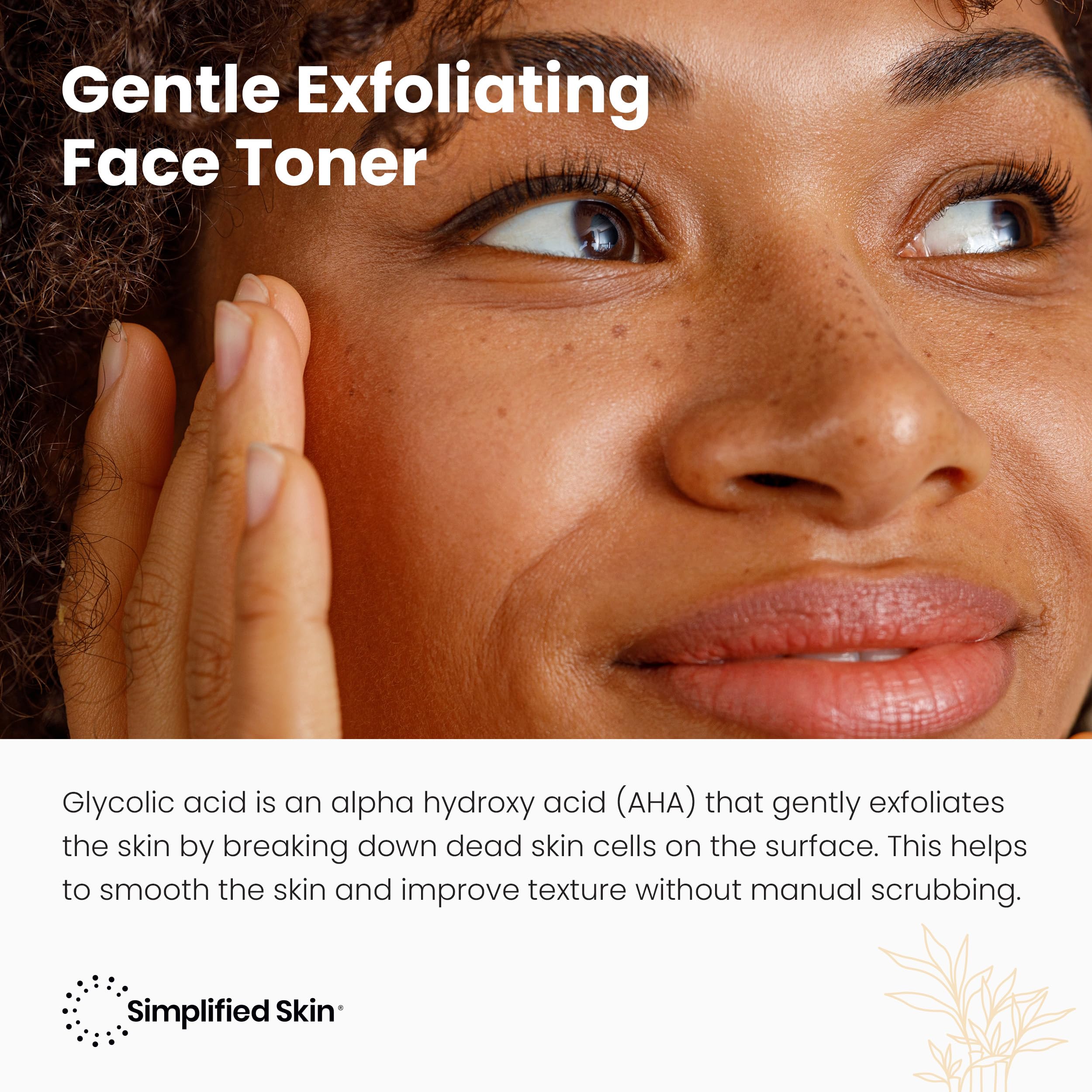 Scalp care scene with Simplified Skin glycolic toner for refreshing scalp.
