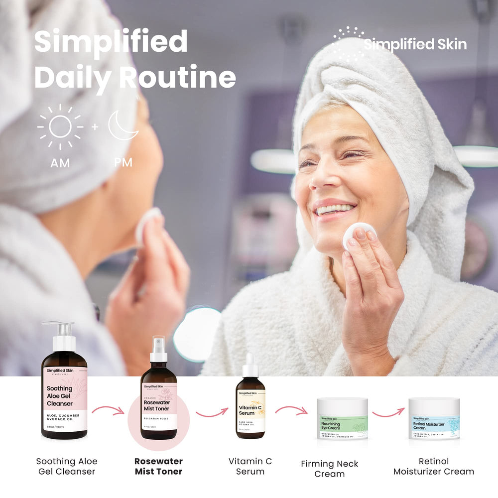 Simplified Skin Rose Water Body Mist for a refreshing all-over pick-me-up.