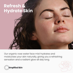 Simplified Skin Rose Water Toner with dispense bottle for daily balancing hydration.