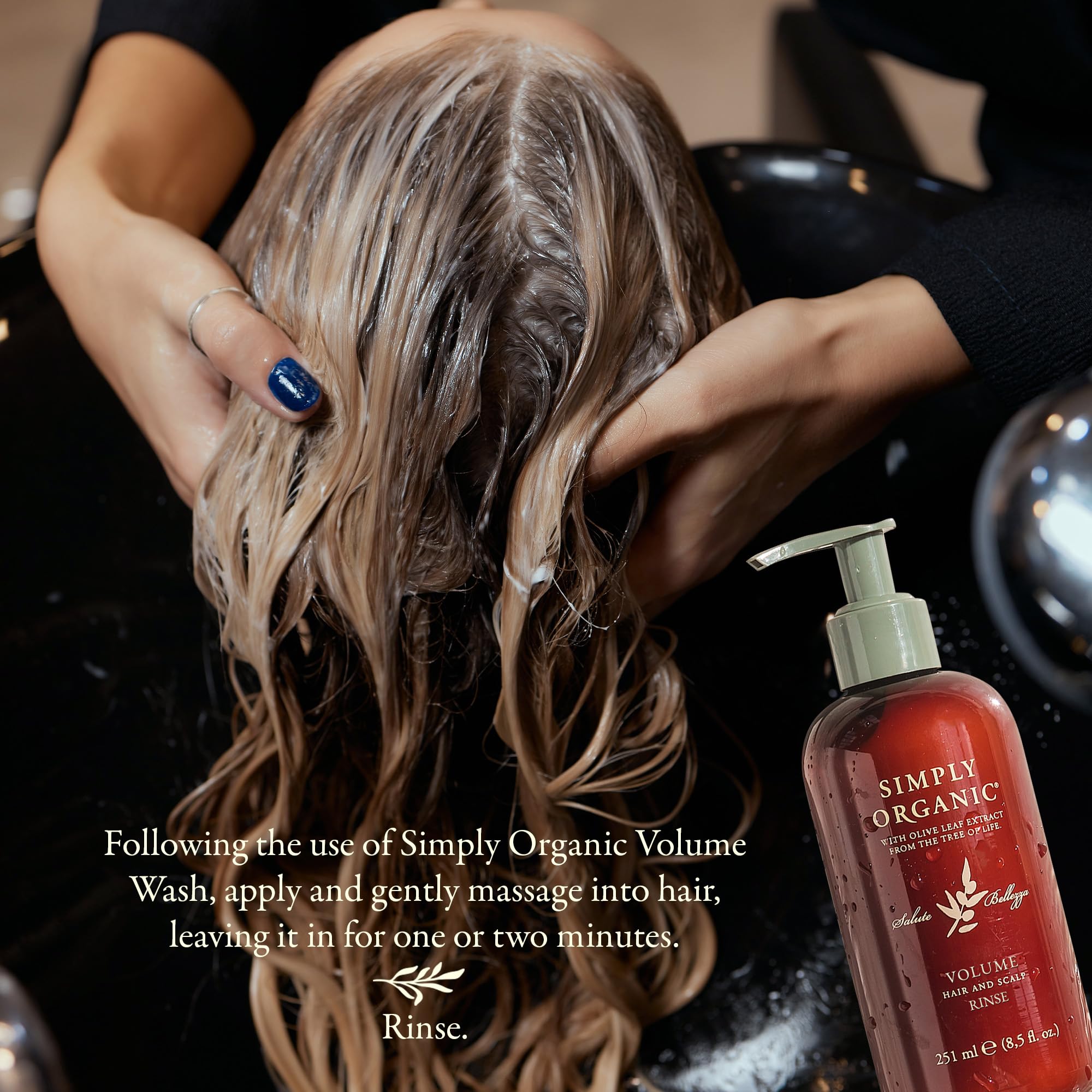 SIMPLY ORGANIC After-shampoo rinse on color-treated hair shows UV protection.