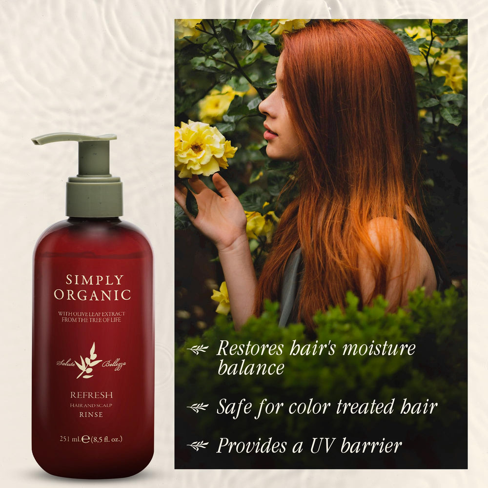 SIMPLY ORGANIC Hair Detox bottle pouring – gentle, plant-based cleansing for scalp and hair.