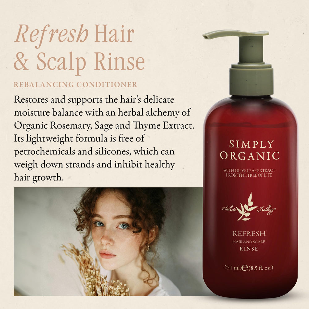 SIMPLY ORGANIC Hair Detox label close-up – olive leaf and sage for balanced moisture.